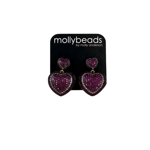 E2313 Pink rhinestone heart studs