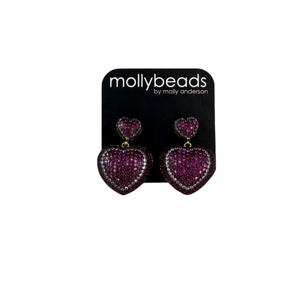 E2313 Pink rhinestone heart studs
