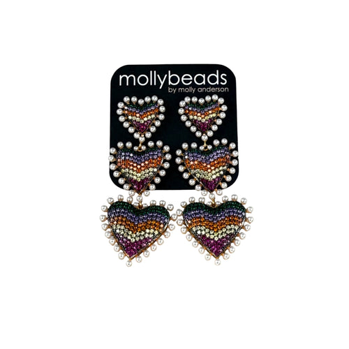 E2318 Rainbow and pearl heart drops