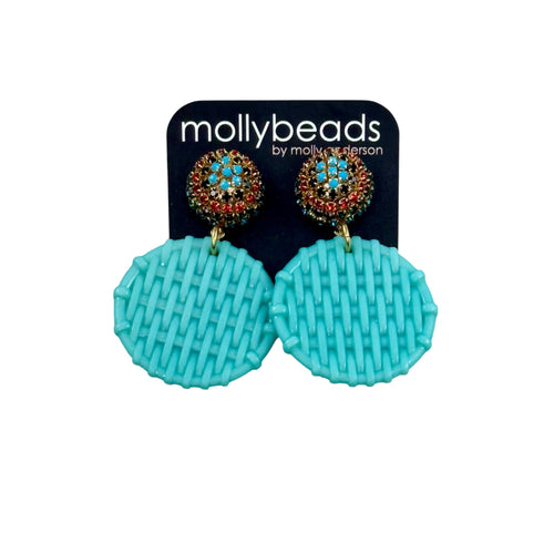 E3340 Turquoise acrylic on rhinestone studs