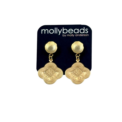 E3330 Gold clover on gold studs