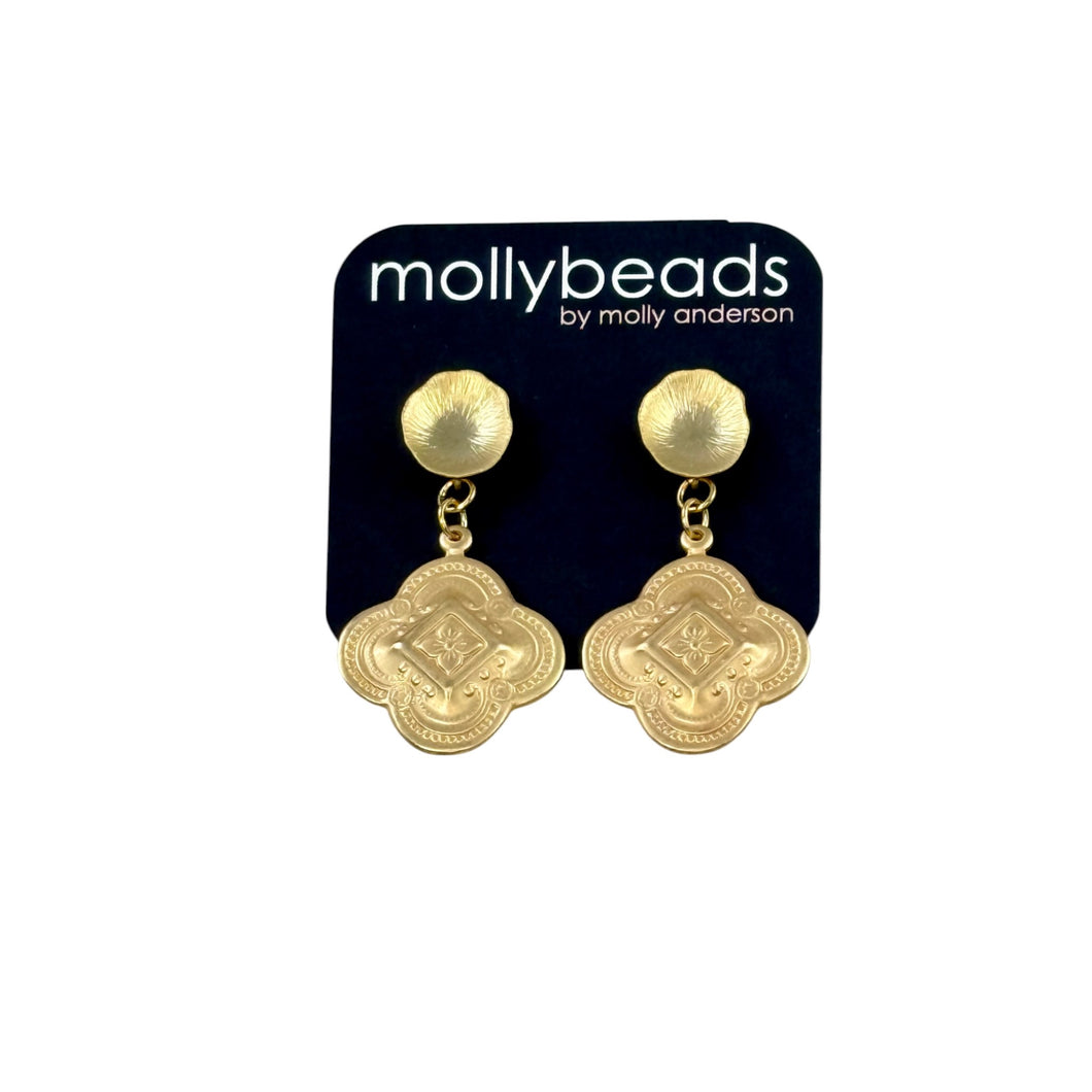 E3330 Gold clover on gold studs