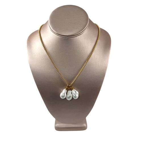N3867 -Baroque shell pearls on gold chain
