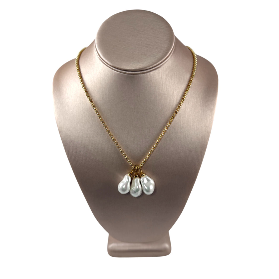 N3867 -Baroque shell pearls on gold chain