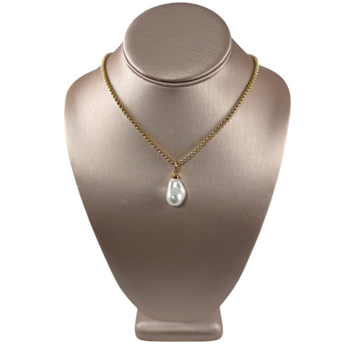 N3868 -Baroque shell pearl on gold chain