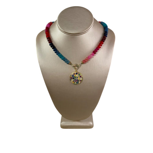 N4040 - Rainbow agate beads with removable pendant