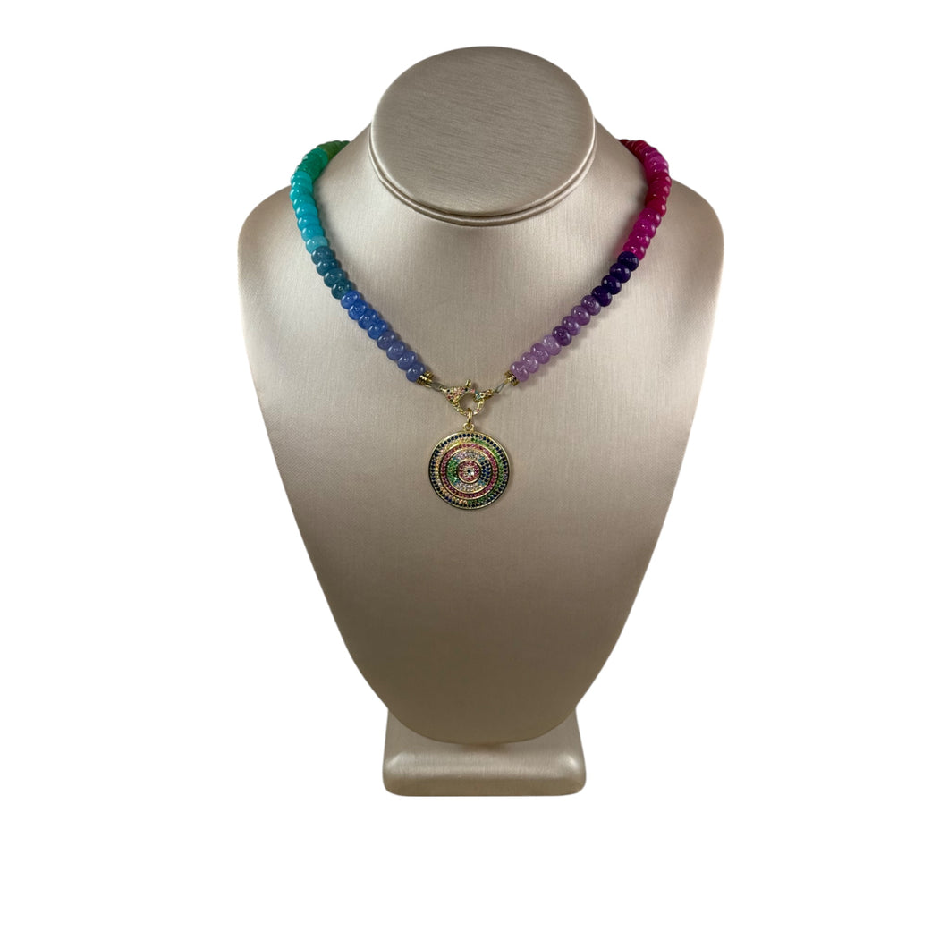 N4021 -Rainbow agate beads with removable pendant
