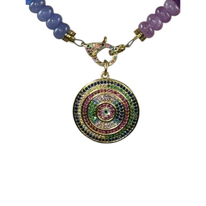 N4021 -Rainbow agate beads with removable pendant