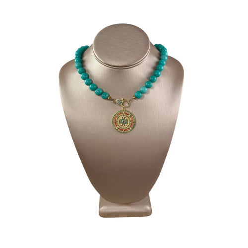 N4034 - Agate beads with removable pendant