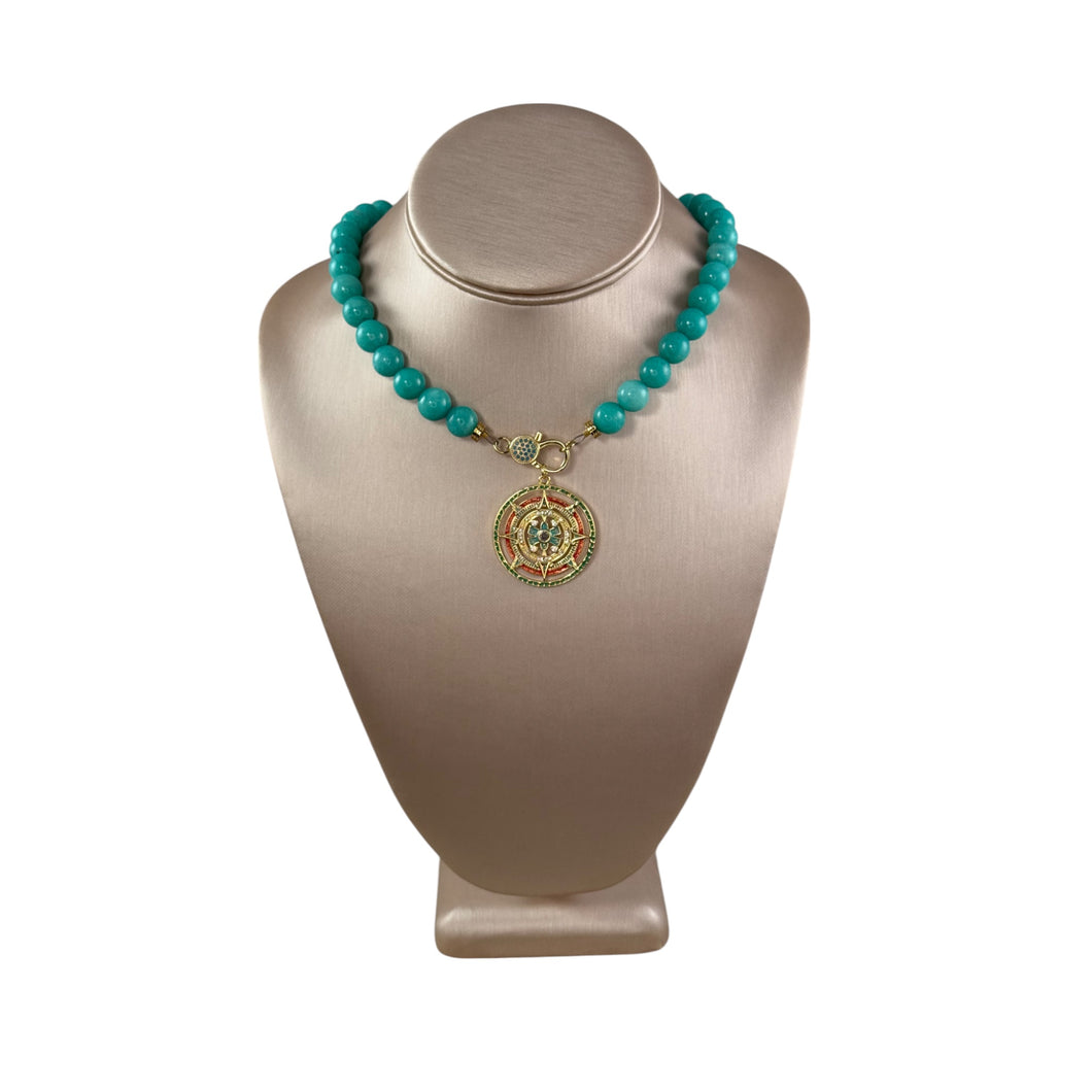 N4034 - Agate beads with removable pendant