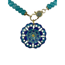 N4029 -Agate beads with removable cloisonné enamel pendant