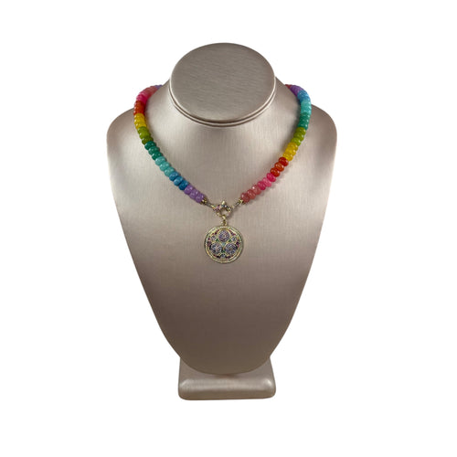N4037 - Rainbow agate beads with removable pendant