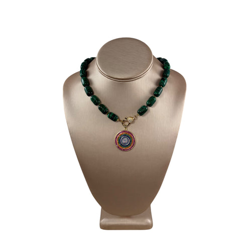 N4026 -Malachite beads with removable pendant