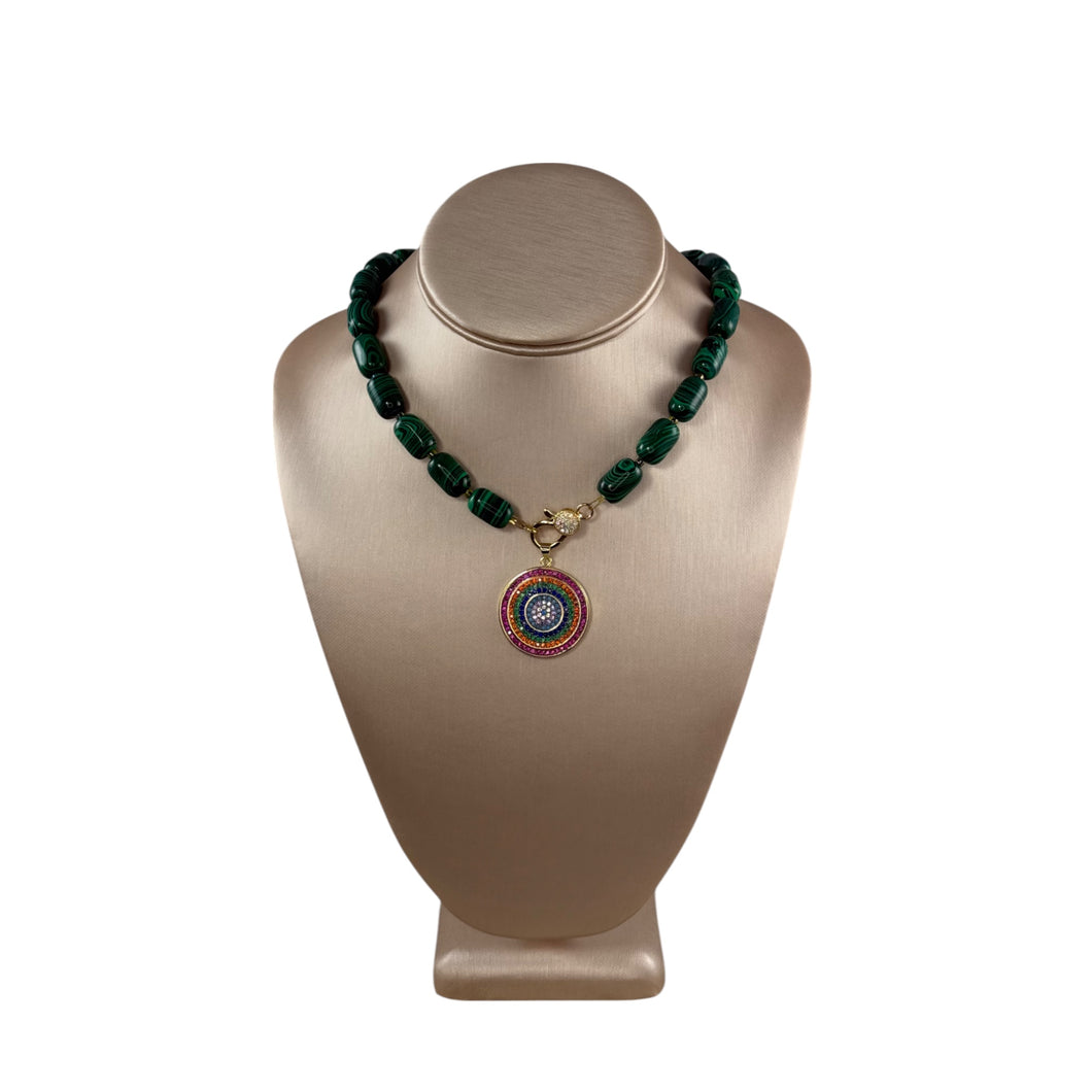 N4026 -Malachite beads with removable pendant
