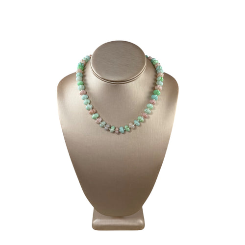 N3881 - Carved melon agate beads with gold plated clasp