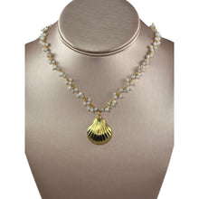 N3871 -Gold shell charm on pearl and gold plated chain