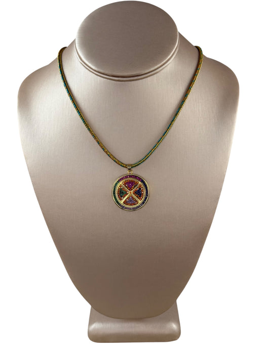 N4050 - Cord necklace with rhinestone charm