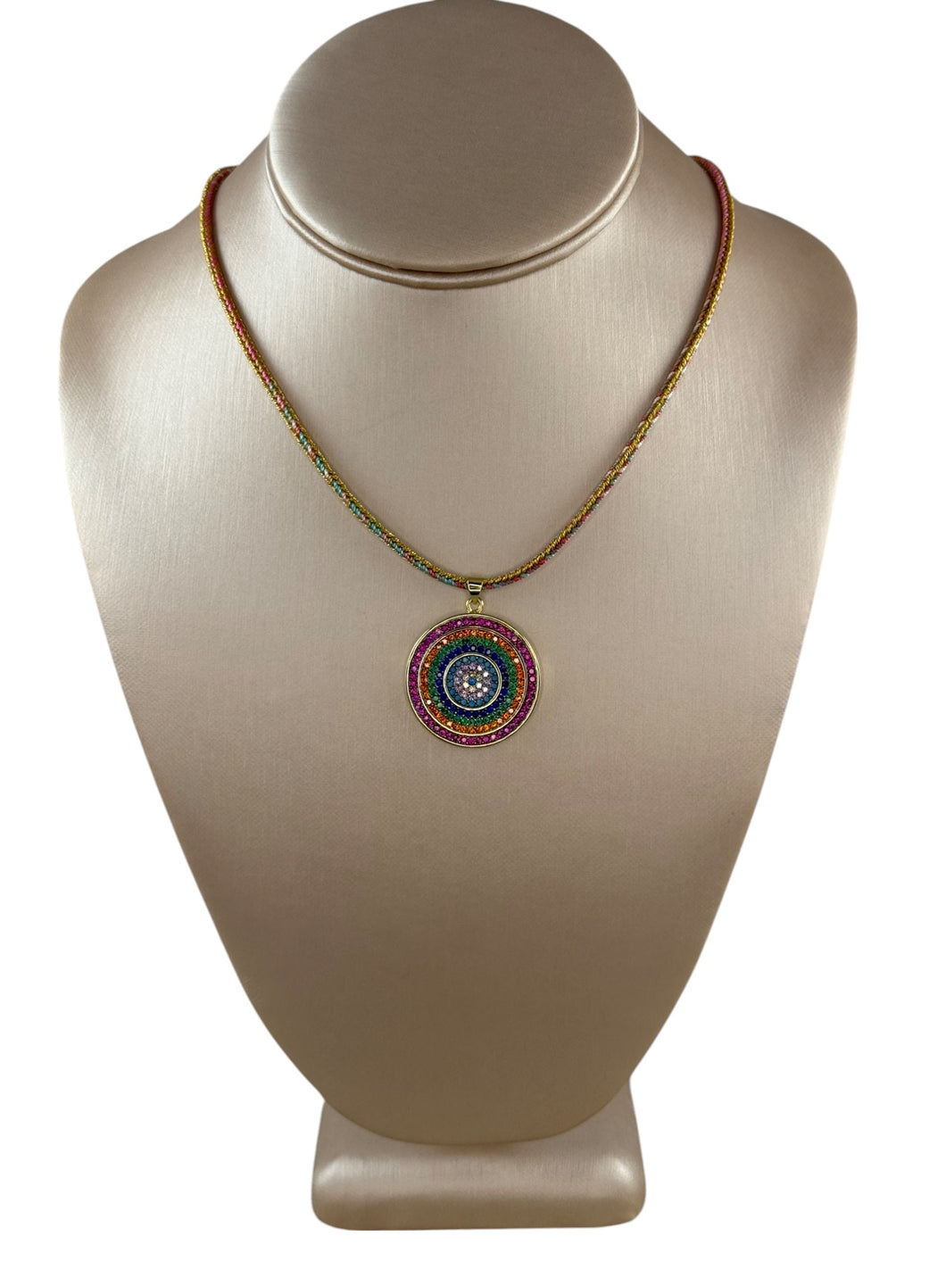 N4051 - Cord necklace with rhinestone charm