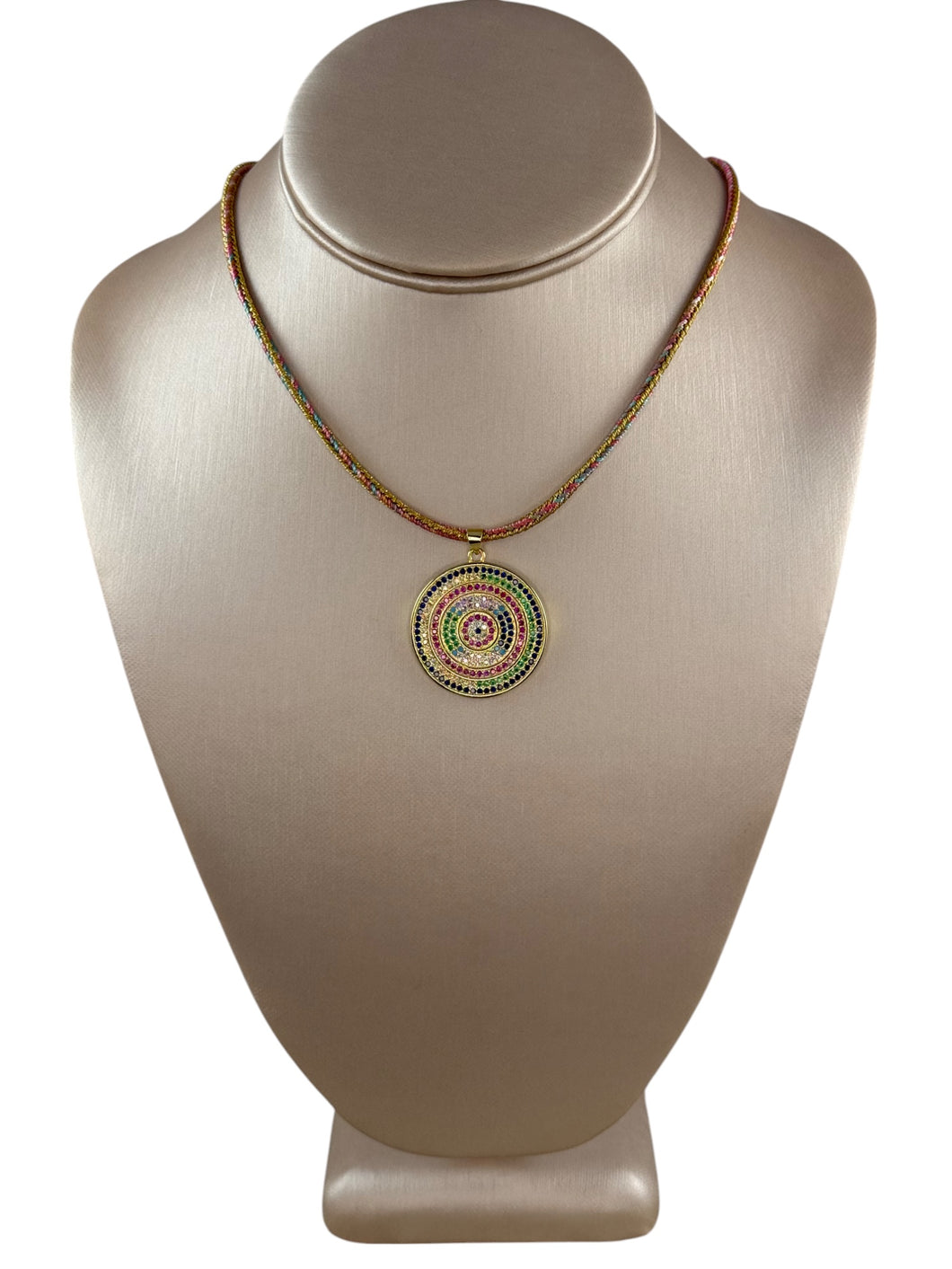 N4052 - Cord necklace with rhinestone charm