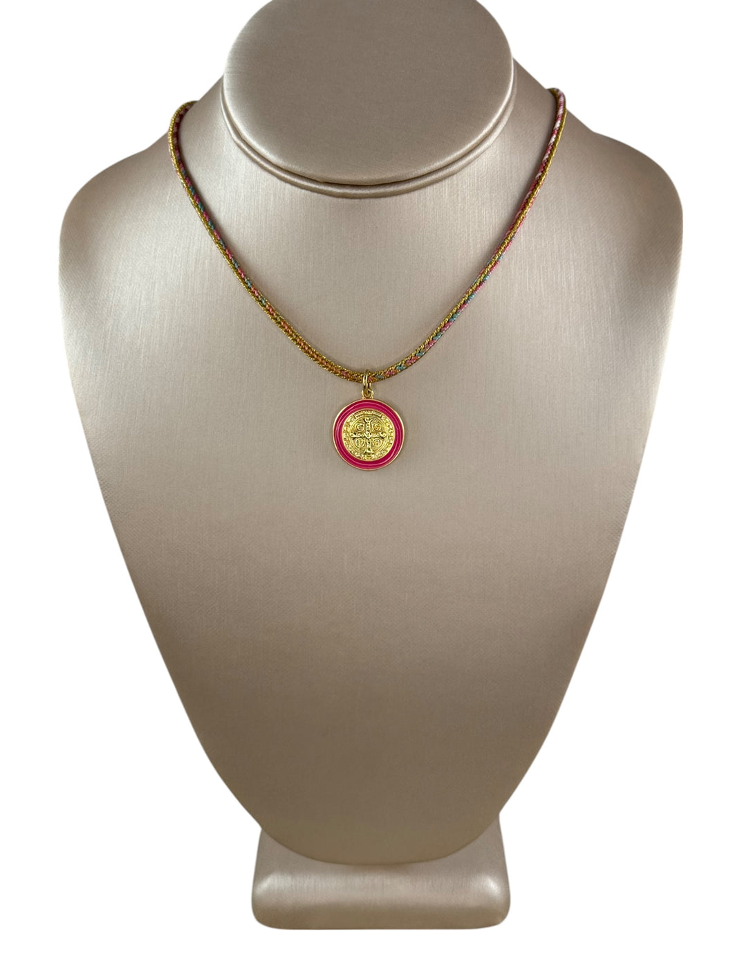 N4062 - Cord necklace with pink charm
