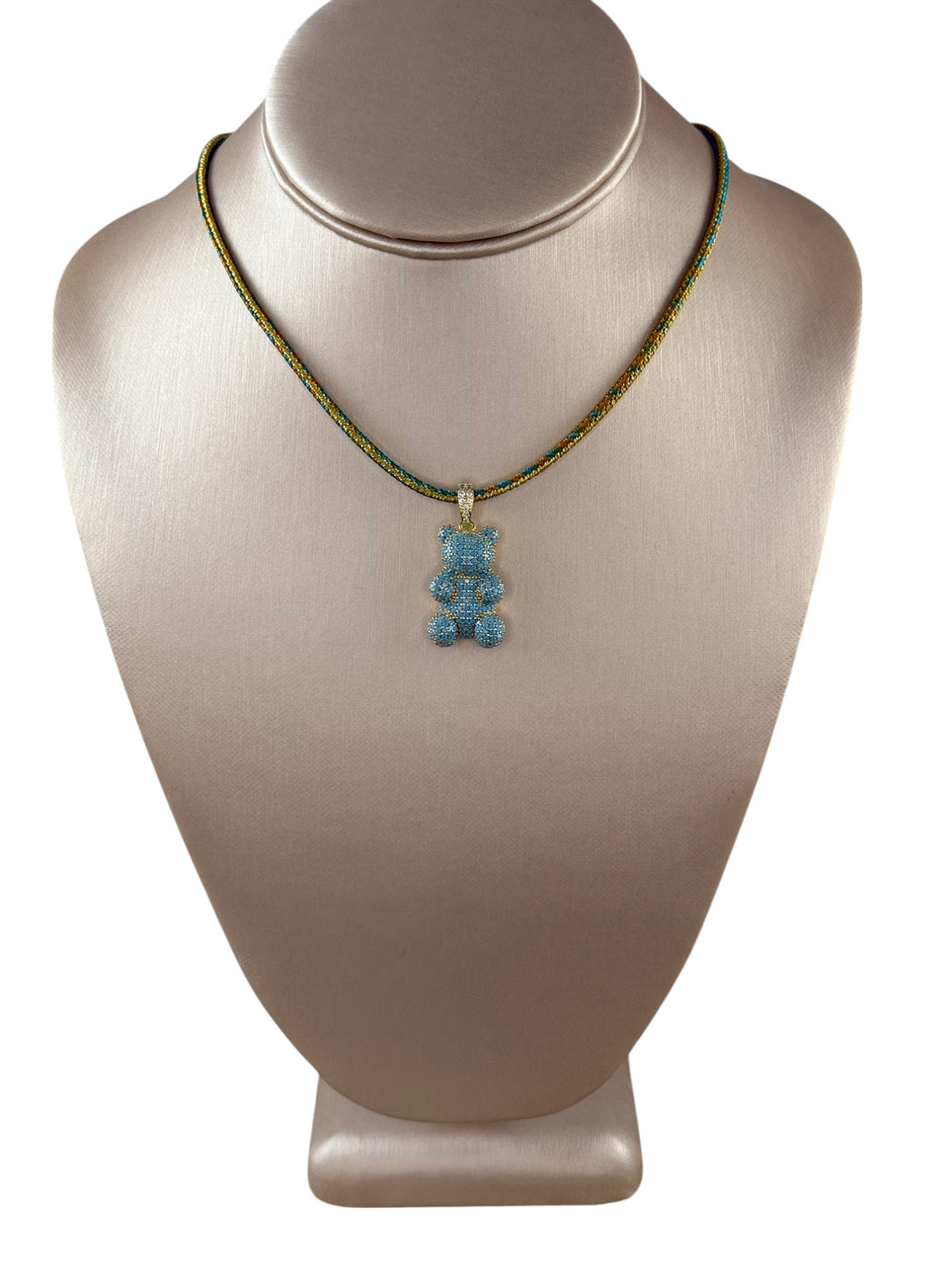N4056 - Cord necklace with rhinestone bear charm