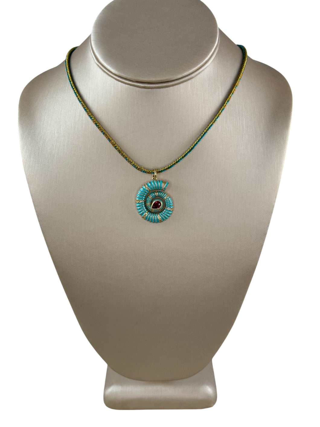 N4055 - Cord necklace with enamel shell charm