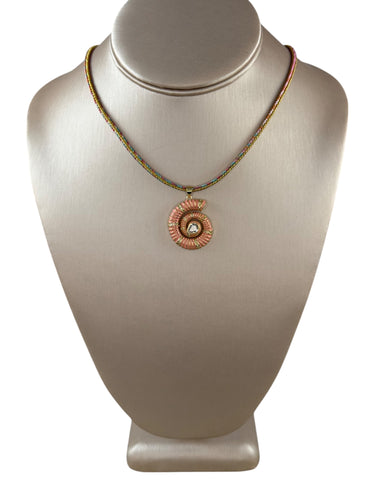 N4054 - Cord necklace with enamel shell charm
