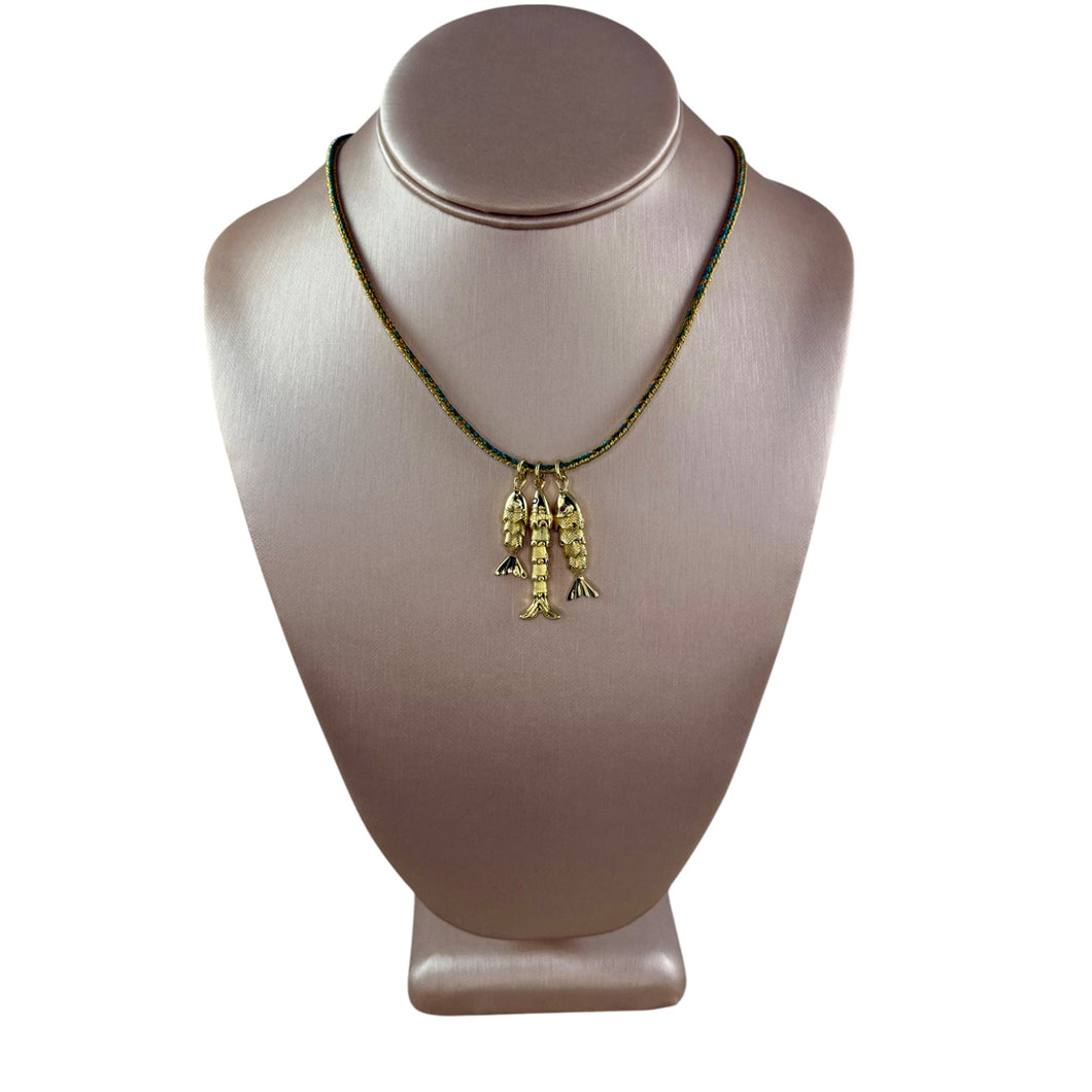 N4094 - Cord necklace with gold charms