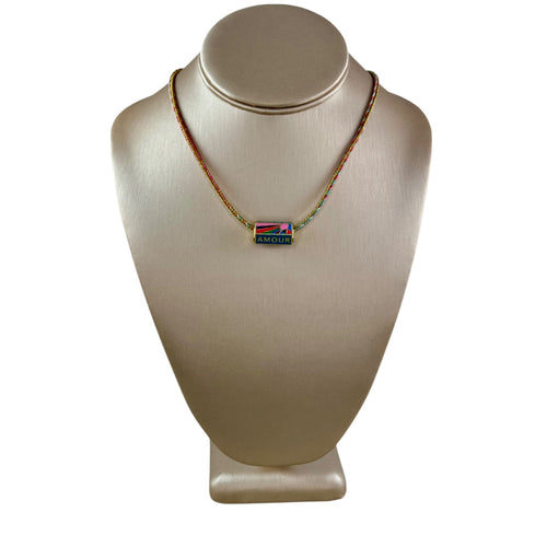 N4088 - Cord necklace with enamel charm