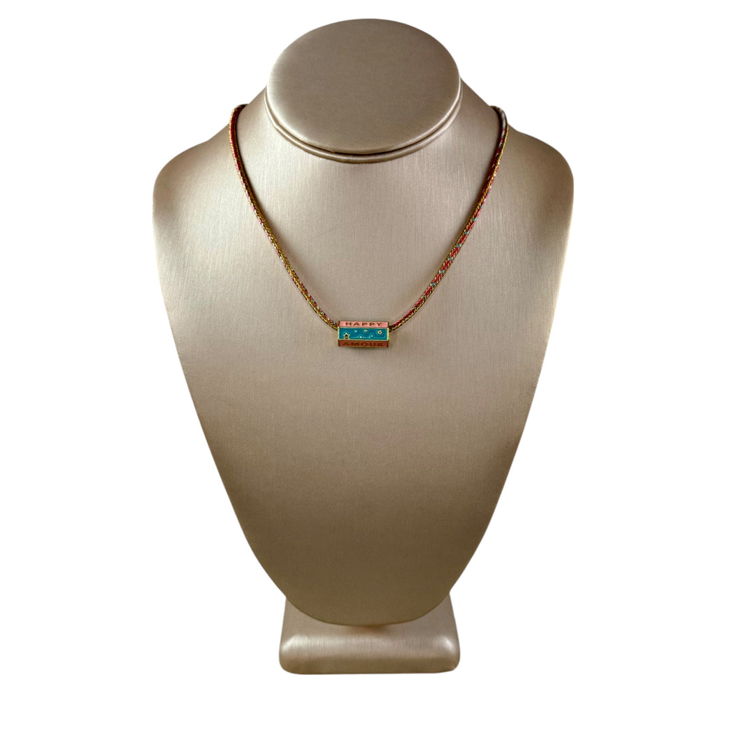 N4087 - Cord necklace with enamel charm