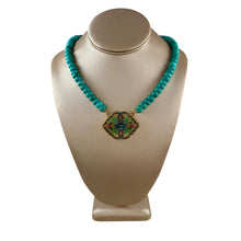 N4080 -Turquoise beads with cloisonné enamel pendant