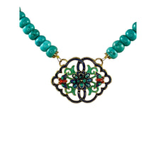 N4080 -Turquoise beads with cloisonné enamel pendant