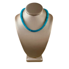 N4086 - Blue agate beads with rhinestone clasp