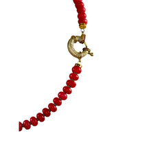 N4084 - Pink agate beads with turquoise accents and rhinestone clasp