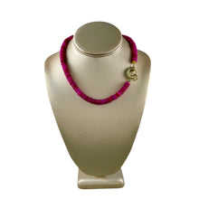 N4083 - Pink agate beads with rhinestone clasp
