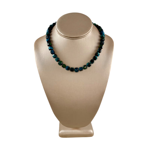 N4081 - Teal tiger eye cube beads