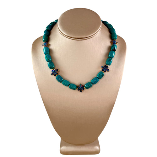 N4102- Turquoise with cloisonné beads