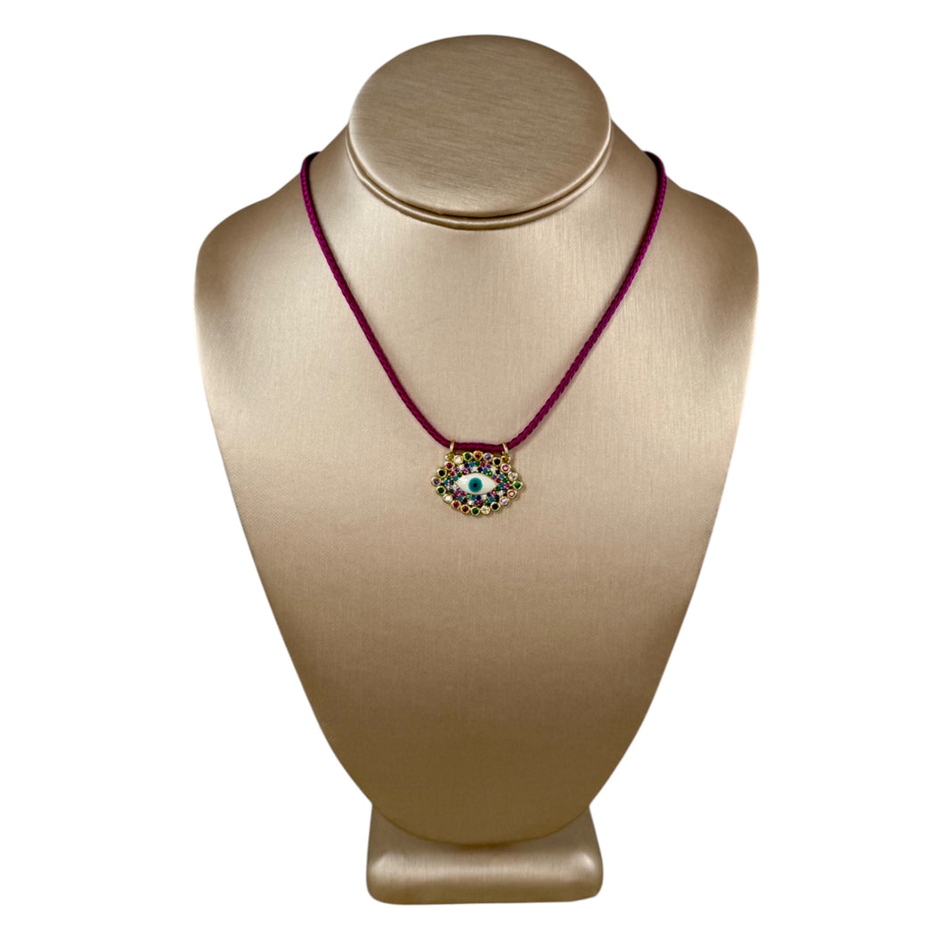 N4098 - Cord necklace with evil eye charm