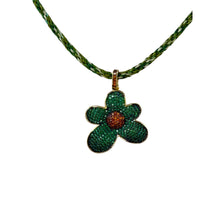 N4097 - Cord necklace with rhinestone flower charm