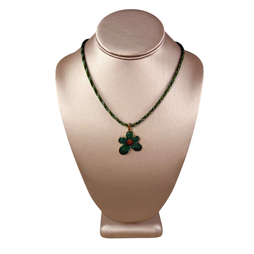 N4097 - Cord necklace with rhinestone flower charm