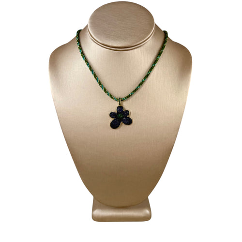 N4096 - Cord necklace with rhinestone flower charm