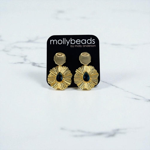 E3388B Gold filigree blue stones