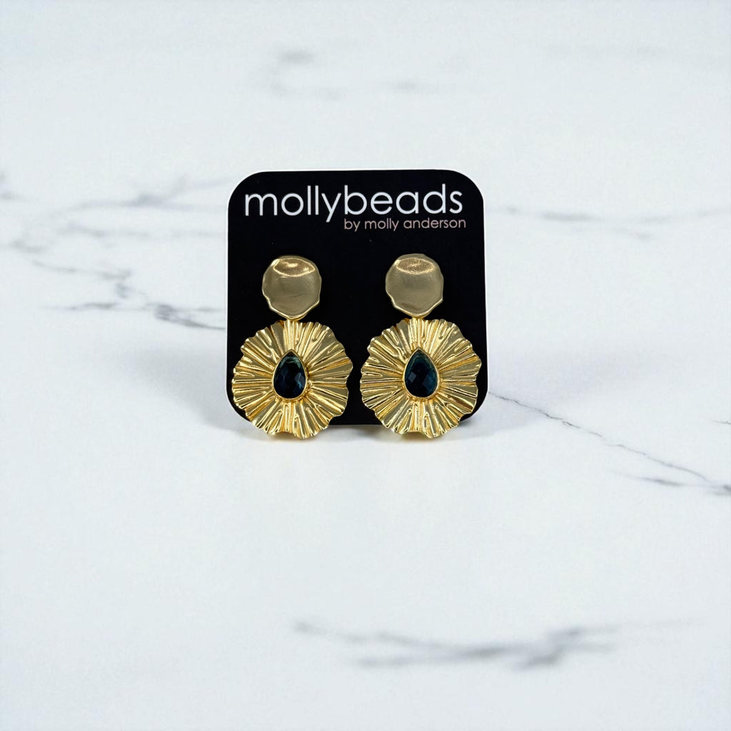 E3388B Gold filigree blue stones