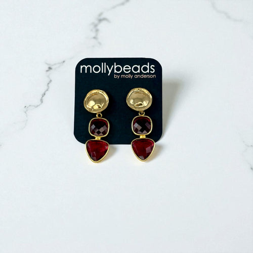 E3376 Dark pink drops on gold posts