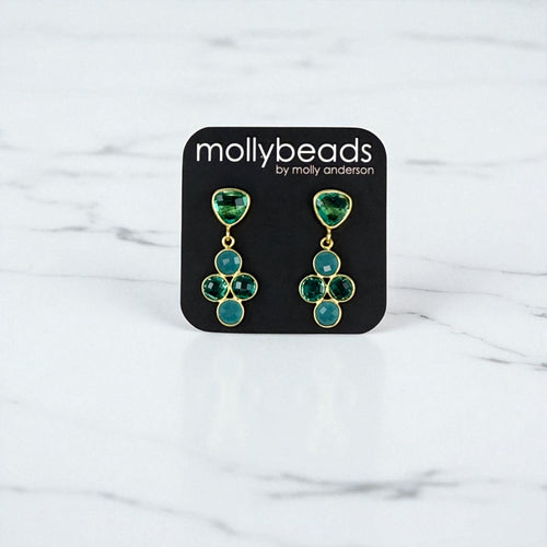 E3386 Blue topaz posts with blue drops