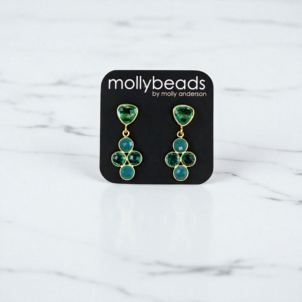 E3386 Blue topaz posts with blue drops