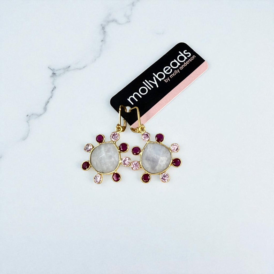 E3401W White agate and colored stone drops