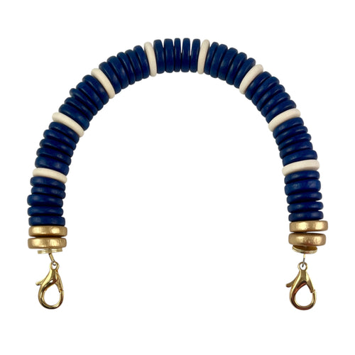 MBH07 -Navy, cream and gold beaded handle
