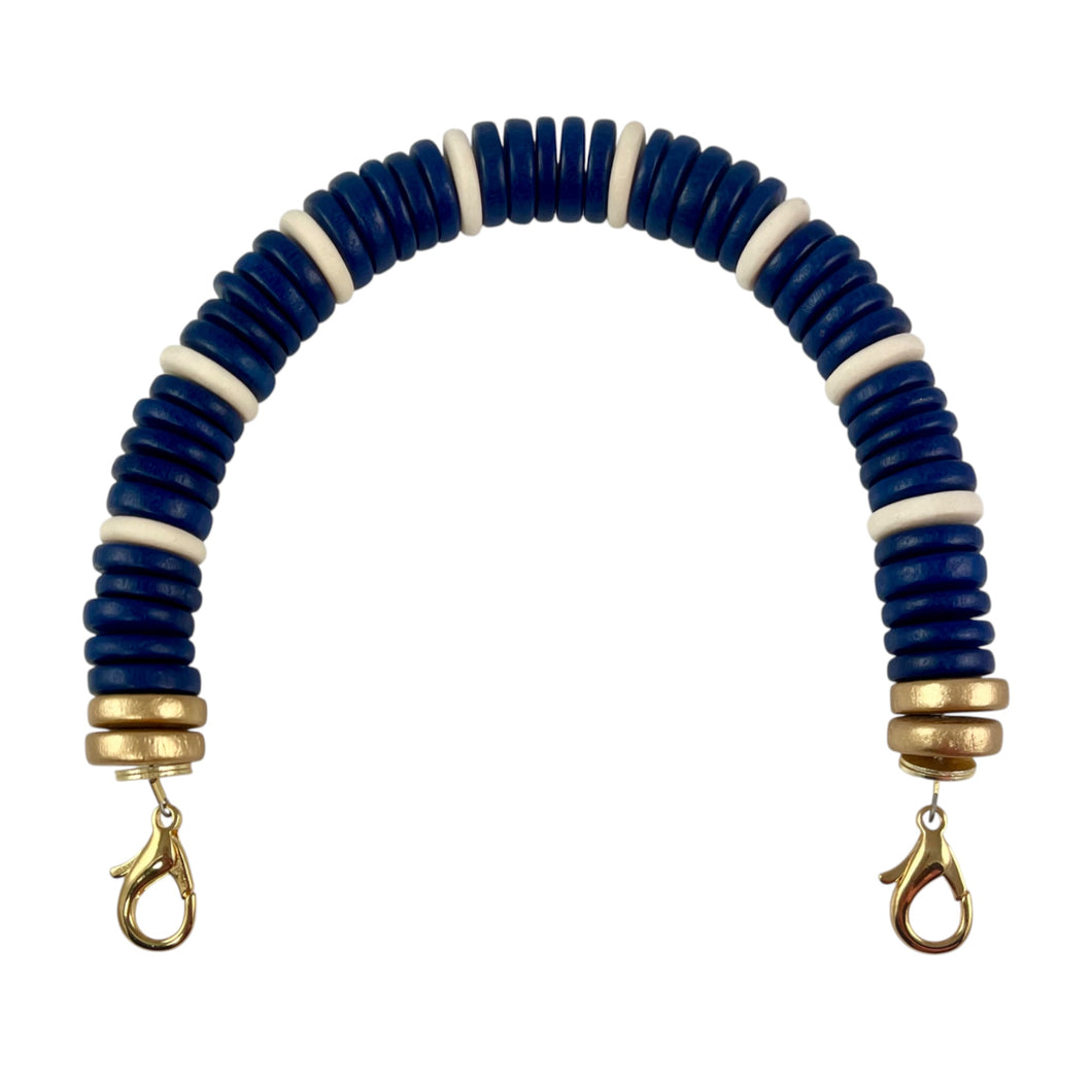 MBH07 -Navy, cream and gold beaded handle