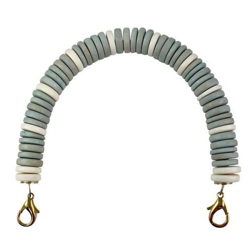 MBH08 -Light blue and cream beaded handle